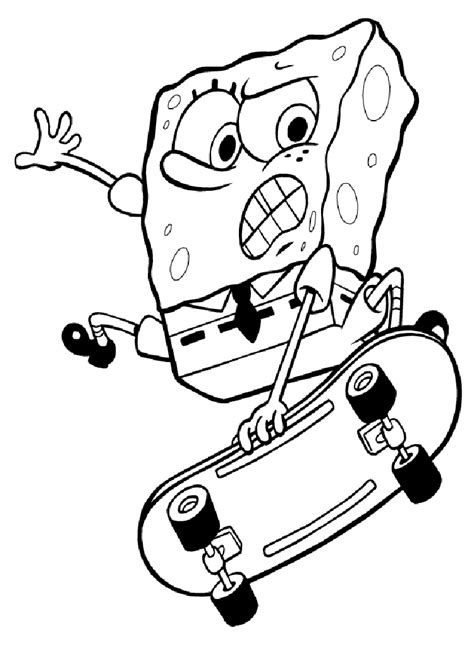 spongebob skateboarding coloring pages | Kleurplaten, Jongens