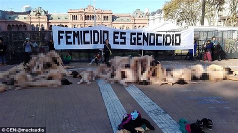feminist group strips and forms body pile in argentina daily mail online