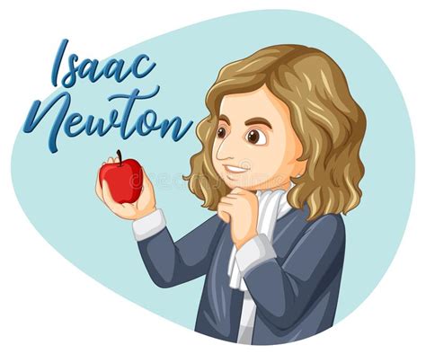 Portrait Of Isaac Newton In Cartoon Style Stock Vector Illustration