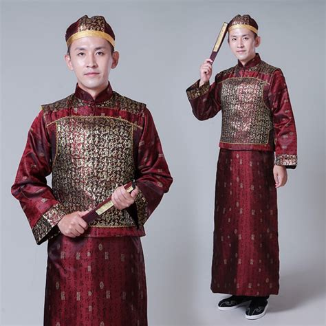Mens Chinese Traditional Ancient Qing Dynasty Performance Costumes