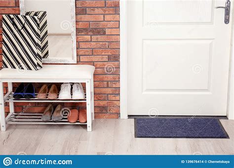 Collection by lian • last updated 11 weeks ago. Hallway Interior With Shoe Rack, Mirror And Mat Stock ...