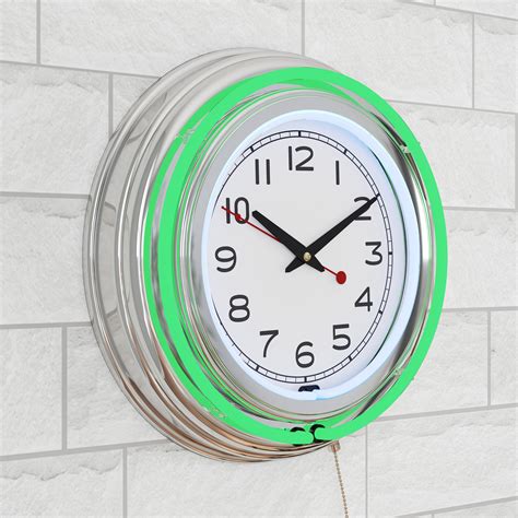 14 Retro Neon Wall Clock Double Light Ring Vintage Style Clock By