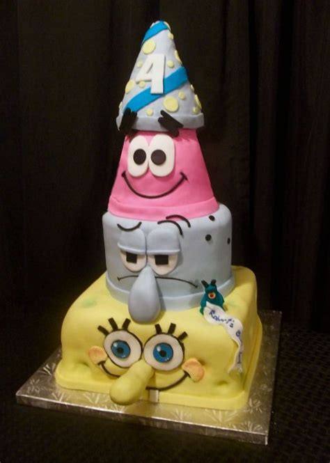 Spongebob Birthday Cake 3 Tier Spongebob Squidward And Patrick