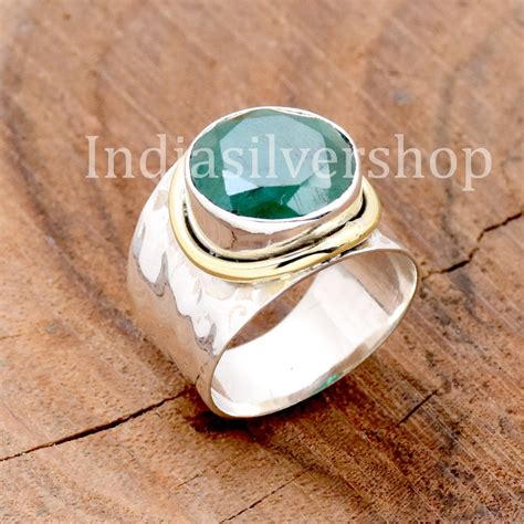 Indian Emerald Ring 925 Sterling Silver Ring Handmade Ring Round