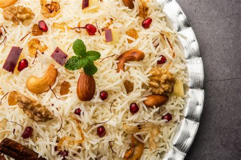 Tasty Kashmiri Pulao Or Pilaf Loaded With Dry Fruits Stock Photo By