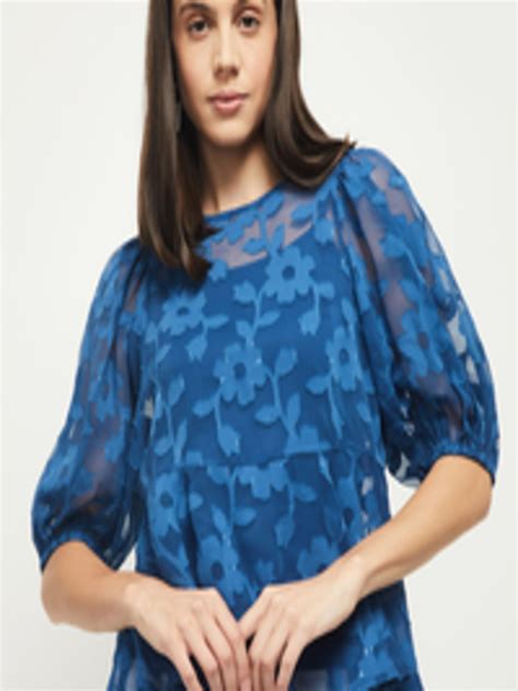 Buy Max Blue Floral Top Tops For Women 16594750 Myntra