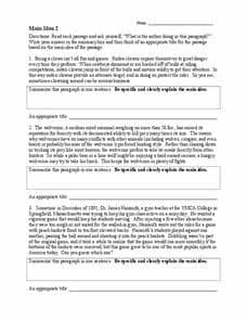 Main Idea 2 Worksheet for 4th - 8th Grade | Lesson Planet
