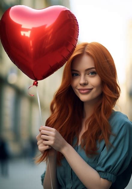 Free Photo Woman Holding Heart Shaped Balloon
