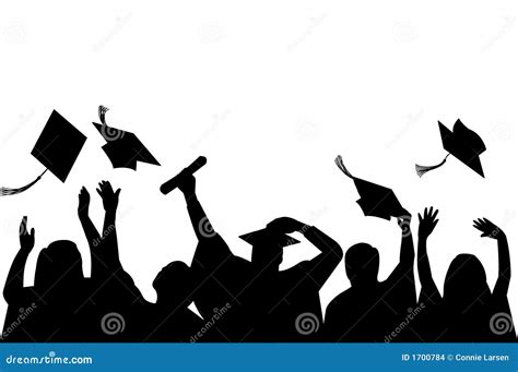 Graduation Celebration In Silhouette Cartoon Vector