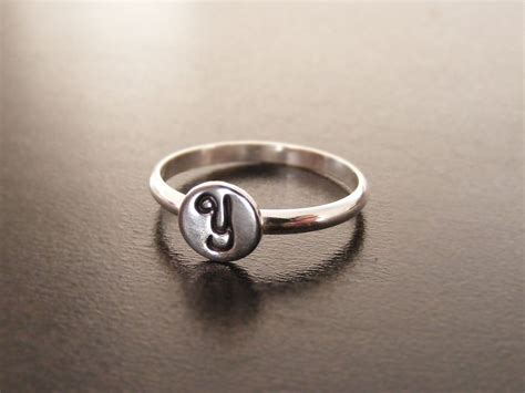 Initial Ring Stamped Ring Initial Stacking Rings Silver Ring