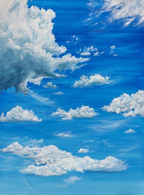 Blue Skies Happy Clouds Sky Painting Sky Art Painting Sky Art