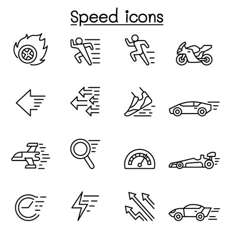 Speed Fast Icon Set In Thin Line Style 2135169 Vector Art At Vecteezy