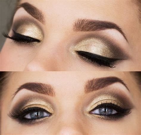 Classic Gold Smokey Eyes And Red Lips Combination Beauty