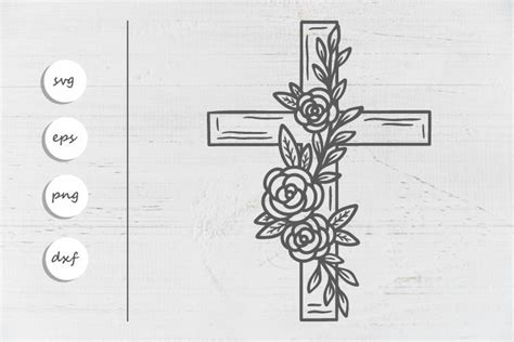 Flower Cross Svg Religious Svg Floral Cross Svg File Flower Etsy