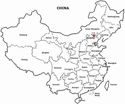 Map Blank China Coloring Provinces Printable Outlines