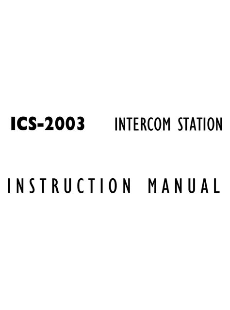 Clear Com Ics 2003 Instruction Manual Pdf Download Manualslib