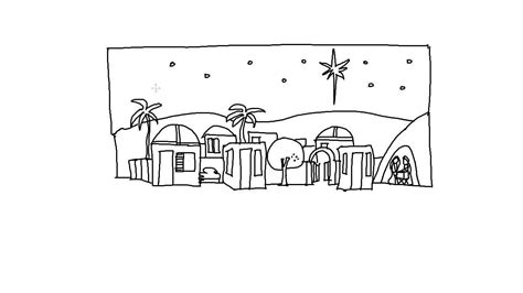 How To Draw The Little Town Of Bethlehem Christmas Line Art
