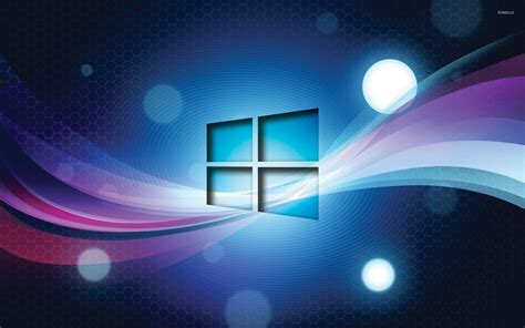 Windows 10 Transparent Logo On Blue Waves Wallpaper