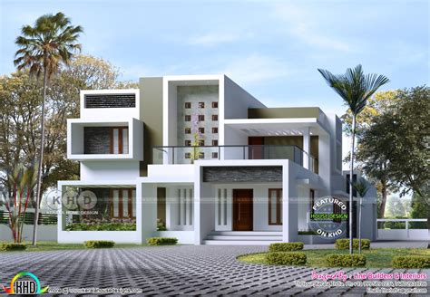 2354 Sq Ft Box Type Contemporary House Rendering Kerala House Design