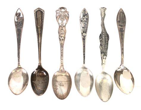 Lot Lot Of 6 Assorted Sterling Silver Souvenir Spoons