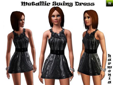 The Sims Resource Metallic Mini Swing Dress