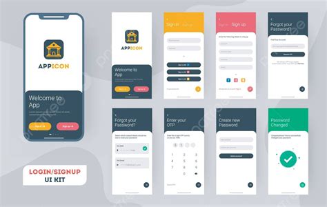 Collection Of Ui Mobile Login Screens For Various Applications Vector