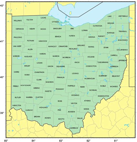Ohio Map With Cities And Counties Map