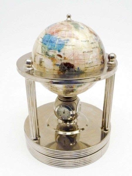 Gorgeous Semi Precious Stone Inlay Desktop Globe Stone Inlay