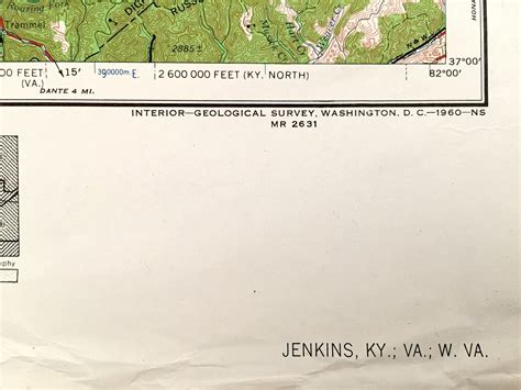 Antique Jenkins Kentucky 1960 Us Geological Survey Topographic Map
