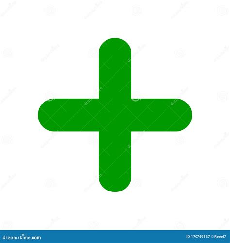 Signo Verde Más Símbolo Positivo Aislado En Un Fondo Blanco Ilustración