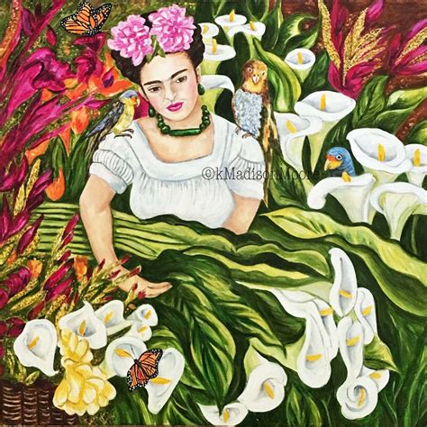 Frida Kahlo Art Pint Fridas Garden Print Mexican Wall Etsy Mexican Art Frida Kahlo Art
