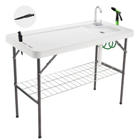 Avocahom Folding Fish Cleaning Table Portable Camping Sink Table With