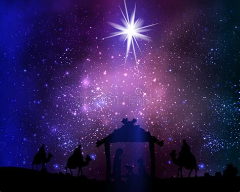 Christmas Star On The Hut Of Jesus Christ On Space Background Stock