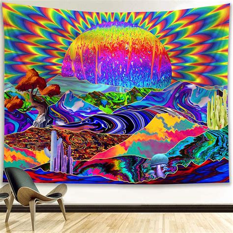 funeon trippy tapestry wall hanging psychedelic colorful sun tapestry for bedroom