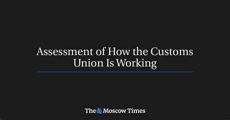 Assessment Of How The Customs Union Is Working