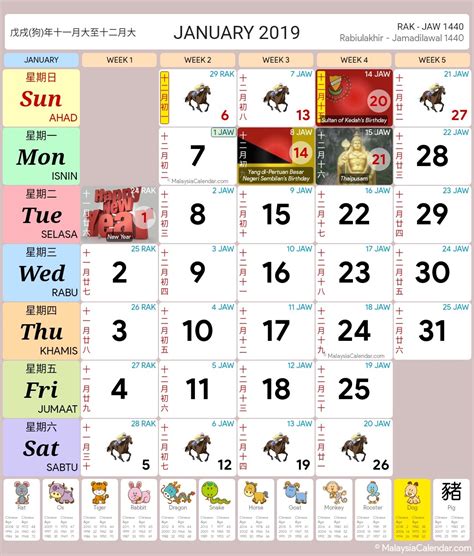 Download Calendar 2019 Malaysia Una Allan