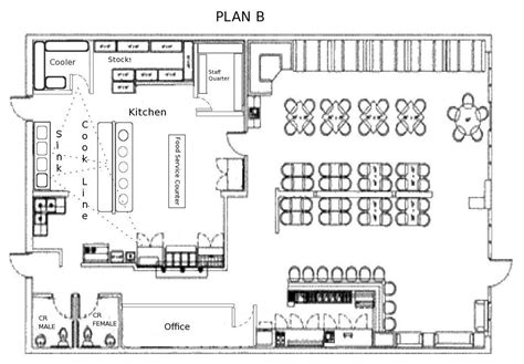 The Floor Plan For A Restaurant With Tables And Chairs