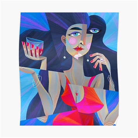 Wine O Clock Woman Cubism Art Poster For Sale By Tosikart Redbubble
