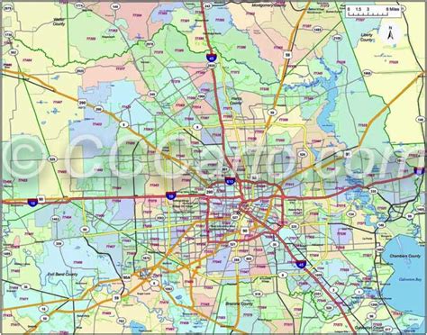 Houston Zip Codes Harris County Tx Zip Code Boundary Map All In One