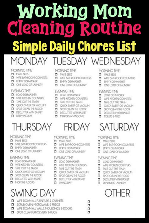 The Cleaning Routine Printable For Moms Is Shown In Black And White