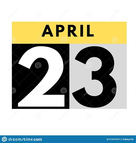 April 23 Flat Daily Calendar Icon Date Day Month Stock