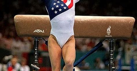 Kerri Strug 1996 Olympics With Her Left Ankle Heavily Taped After Tearing Two Ligaments Just