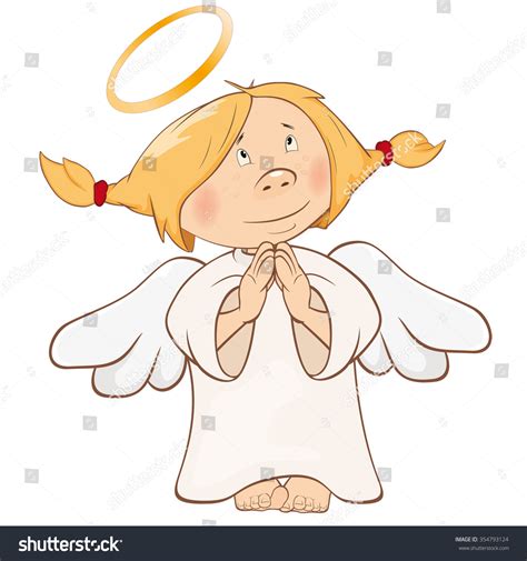 Vector Illustration Of A Cute Angel Cartoon Character