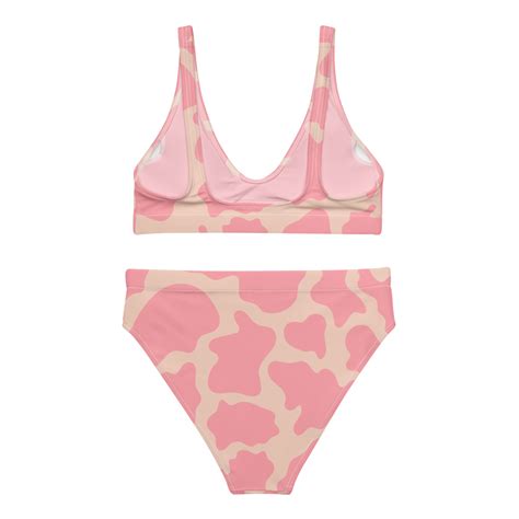 Our Rainbow Certified Pink Cow Print Recycled High Waisted Bikini Are