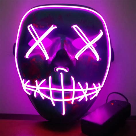 Led Party Mask Cosplay Led Glow Scary El Wire Light Up Grin Masks