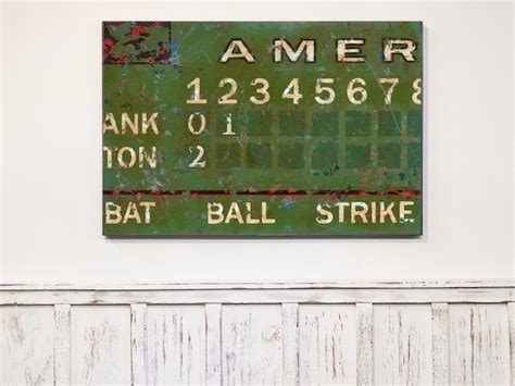 Shop Vintage Baseball Scoreboard Wall Art Navy Cream Aaron Christensen
