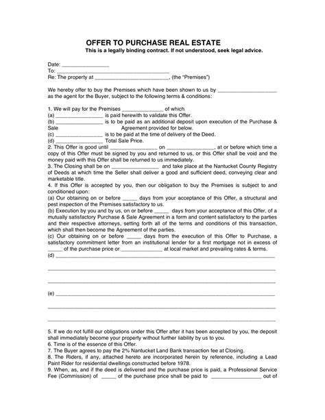 Offer To Purchase Real Estate Form Fill Out Sign Online And Download
