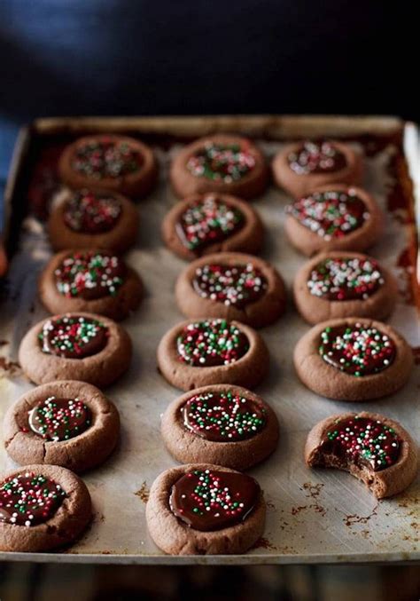 Mini Chocolate Thumbprint Cookies Recipe Pinch Of Yum