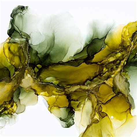 Olive And Green Abstract Alcohol Ink Painting Modern Art Etsy Uk