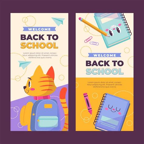 Free Vector Flat Back To School Vertical Banners Set